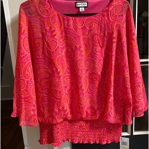 NWT Sam & Jess blouse from Macy’s. Size M, bright pink and orange